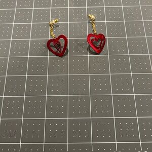 Red Heart Drop Earrings